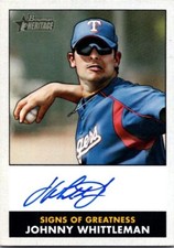 2007 Bowman Heritage #SG-JW Johnny Whittleman Signs of Greatness Auto Rangers RC