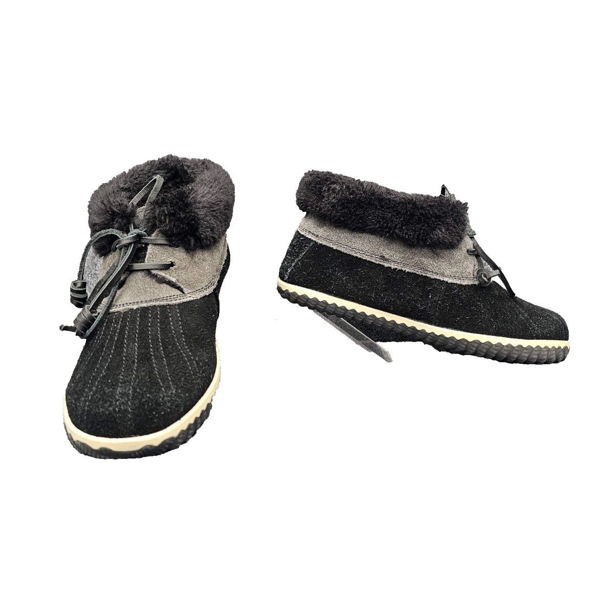 SPERRY Elayna Duck Boots Womens Size Black Gray Suede Rubber
