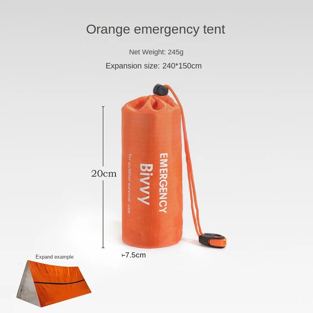 2 Person Emergency Shelter Bivy Survival Tent Tube Tent Sleeping Bag