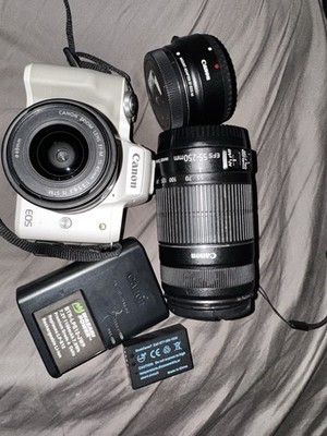 Canon EOS M50 Mirrorless Camera, EFM 14-45, EF-EFM Adapter, EFS 55-250mm Lens