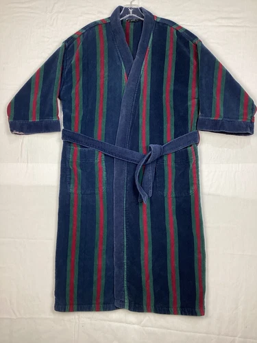 Christian Dior Monsieur Robe Rayée Éponge Cravate Ceinture Poches Taille Unique Brésil