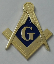Freemason Masonic cut-out car emblem in Gold and Blue tone