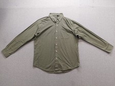 Van Heusen Men Shirt L Green Stripe Classic Fit Long Sleeve Button Up Collared