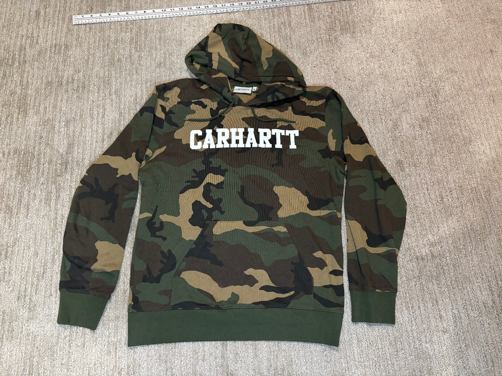 Carhartt WIP Mens Sweatshirt Medium M Hoodie Camo Work In Progress Green