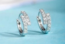 14K White Gold Plated 2Ct Round Cut Lab Created Diamond Women's Hoop Earrings