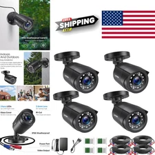 1080P HD TVI Security Cameras 4 Pack with 80ft Night Vision for Indoor Outdoor