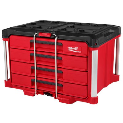 Milwaukee Tool 48-22-8444 Packout 4-Drawer Tool Box, Polymer, Black/Red, 22 In
