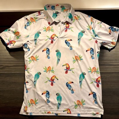 Chubbies Shirt Mens Size XL Parrot Toucan Macaw Bird Button Up Hawaiian Golf