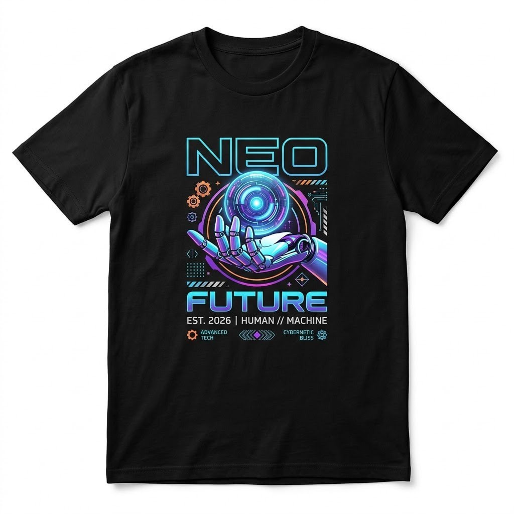 Neo Future Cyberpunk T-Shirt Retro Y2K Aesthetic Sci-Fi Robot Hand