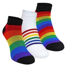 Sock Snob - 3 Pack Kids Rainbow Trainer Socks Colourful Cotton