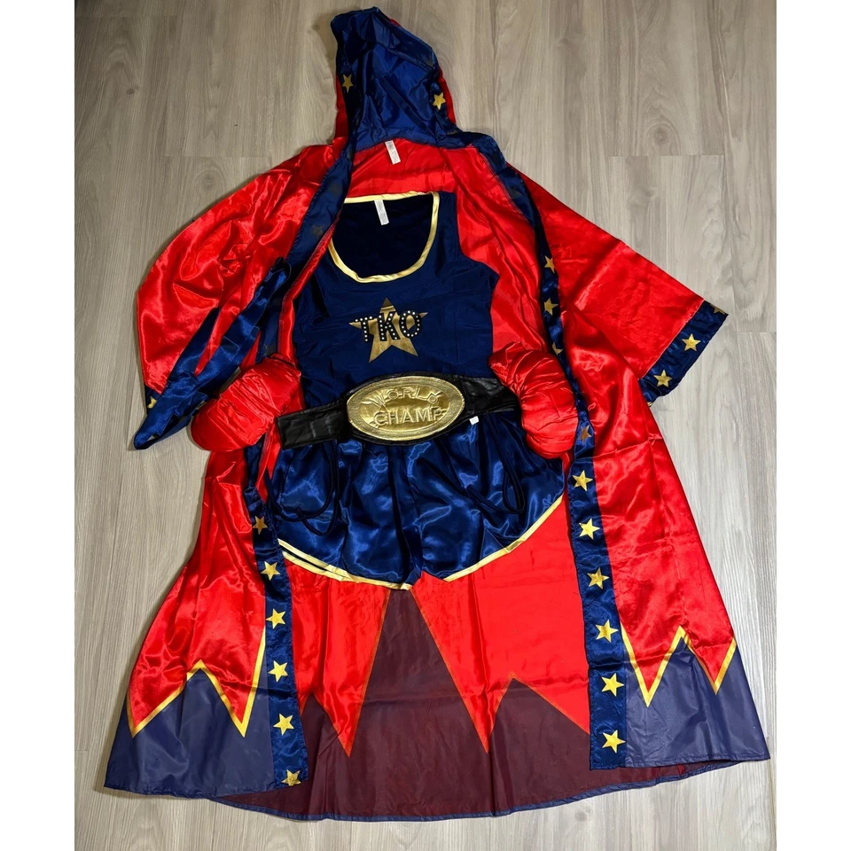 Sexy Disfraz Boxer Campeón del Mundo Knockout Para Mujer Bata Grande Pantalones Cortos Guantes Foto 3 de 4