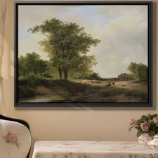 Rustic Landscape Canvas Print Vintage Cottage Artwork Rural Nature Wall Decor