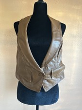 Brown Faux Leather Vest Women's Size Large Western Boho Style