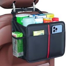 Hanging Car Seat Organizer Backseat Car Organizer - Premium PU Leather Open-Top