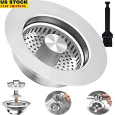 3-in-1 Stainless Steel Kitchen Sink Stopper Drain Strainer Pop-Up Odor Blocker