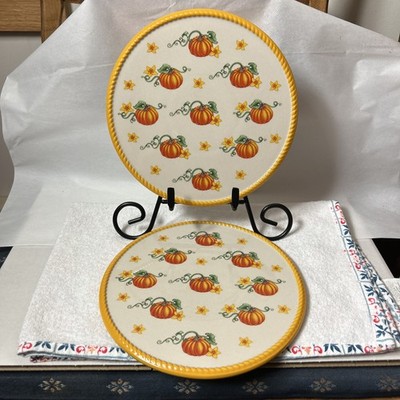 Temptations By Tara Pumpkin Design 8 Inch Round Plates- Tributes