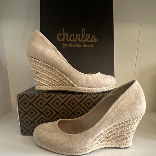 Charles by Charles David Women’s Wedge Pump Microsuede Espadrille Beige 6 M