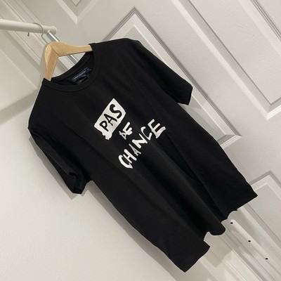French Connection T-Shirt L Black White Graphic Print  Pas De Chance  Tee NWT