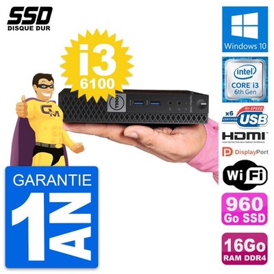 Mini PC Dell 7040 Micro Core i3-6100T RAM 16GB SSD 960GB HDMI Windows 10 Wifi