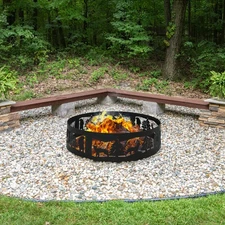 36 in Forest Wilderness Steel Fire Pit Ring - Black by Sunnydaze