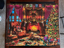 Springbok Puzzle 1000 Pc Christmas Cozy Christmas Dogs Fireplace USA Complete