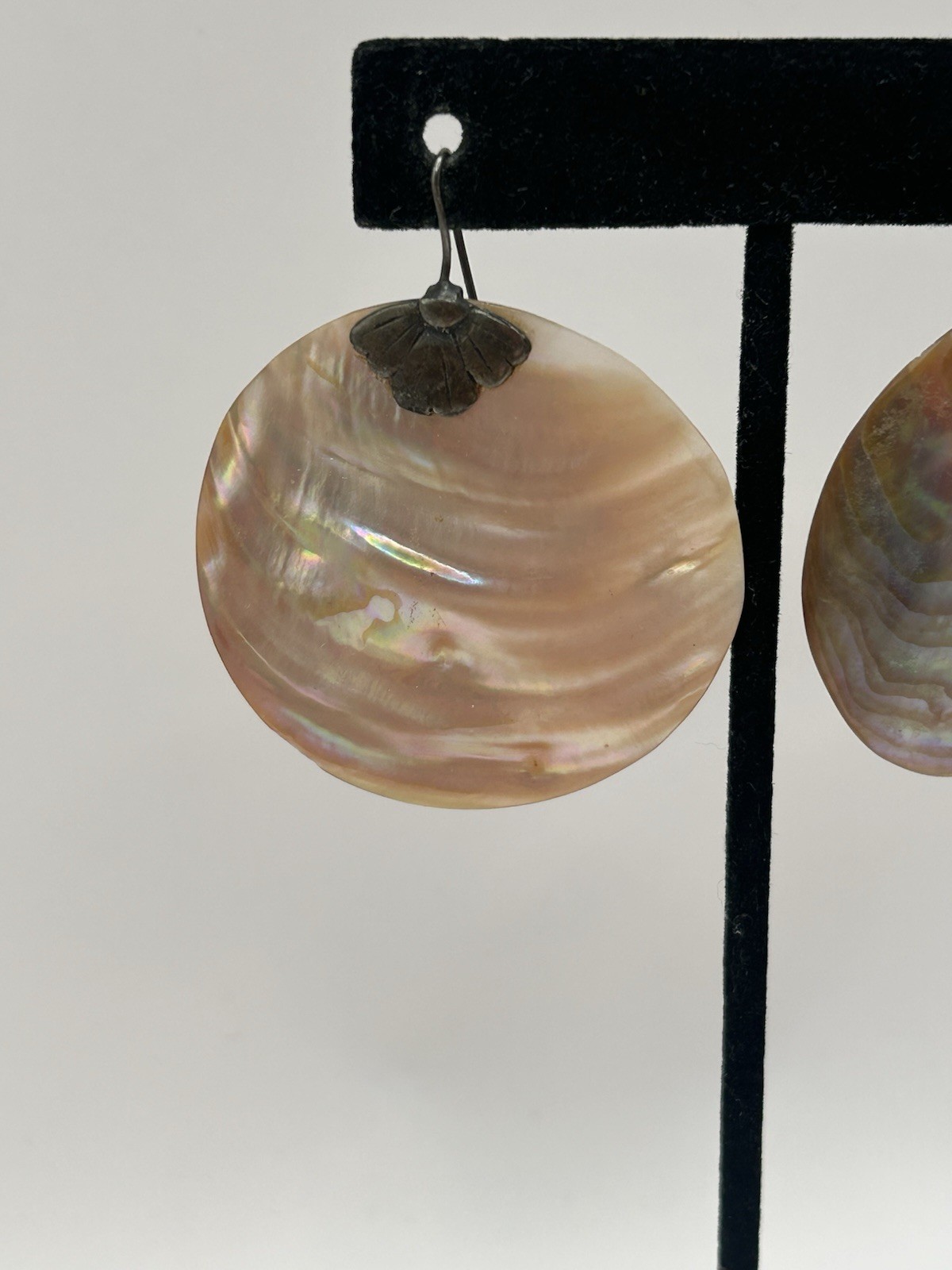 Sterling Silver Abalone Shell Dangle Earrings Vin… - image 2