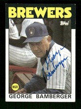 1986 Topps   21 George Bamberger signed auto autograph  blue sharpie JBN BXCP61