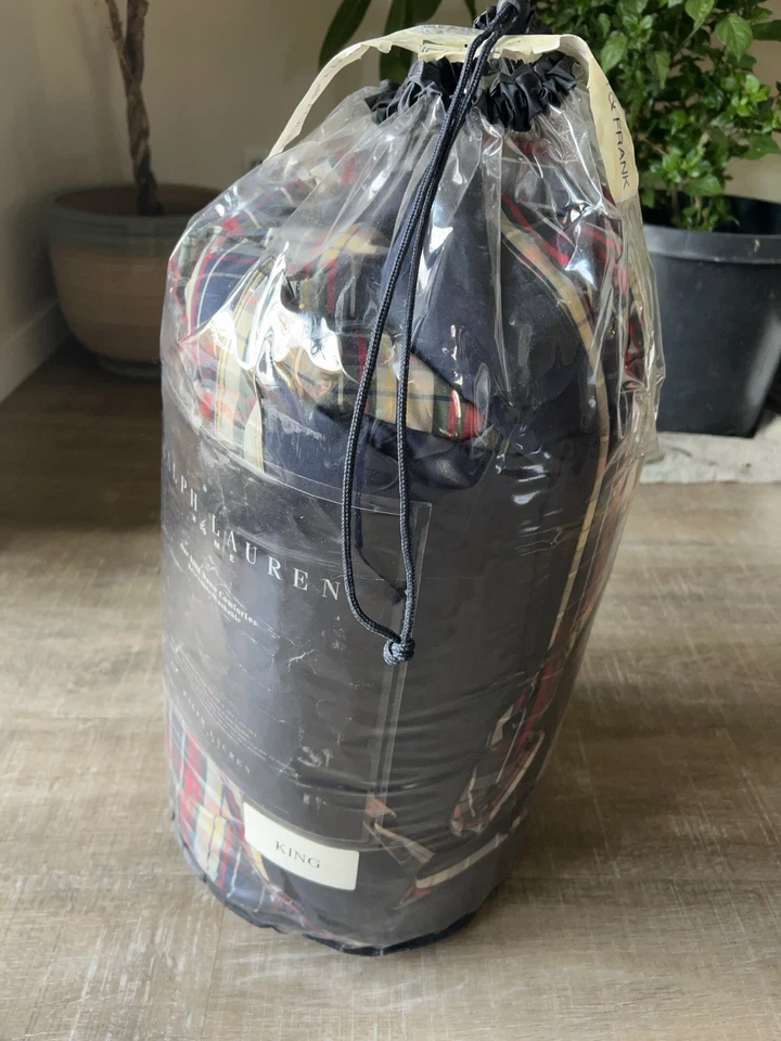 Ralph Lauren Polo Kelso Plaid Down Comforter King Navy Multi Embroidered NEW USA - Image 4 of 4