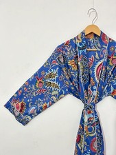 Indian Cotton Robe Long Kimono Sleepwear Multi Floral Printed Night Kimono Robe