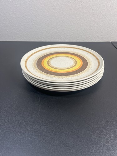 Melamine Sun Circles MCM Set Of 6 9” Plates Vintage