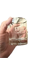 Pair (2) Knob Creek Bourbon Whiskey Lowball Rocks Glass Silver Rim 