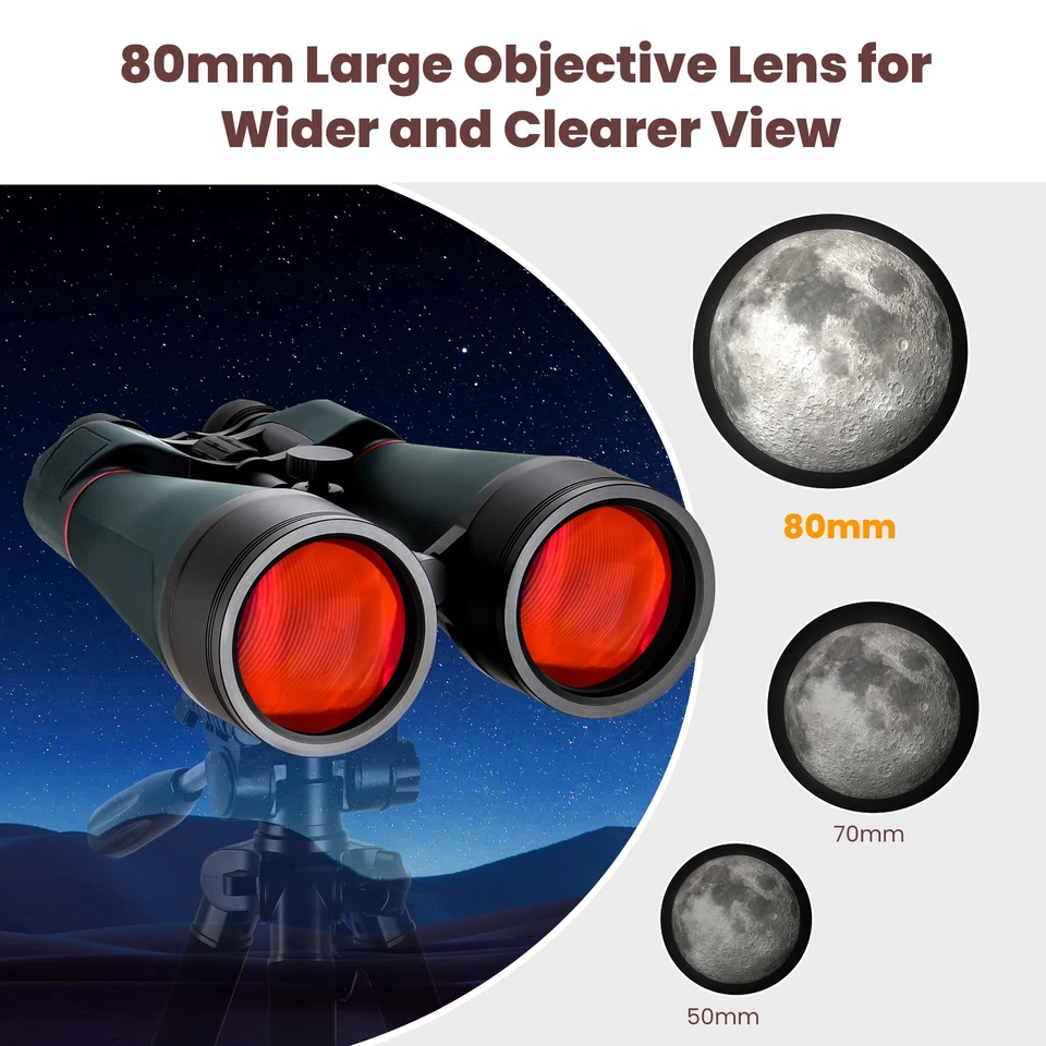 20x80 Binoculars  Waterproof for Bird Watching with Tripod Adapter Carrying Bag - Image 3 of 4