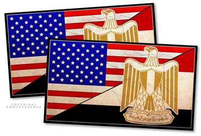 2Pcs USA Egypt Flag Rustic Style Vinyl Sticker Decals 4'' Inches Each