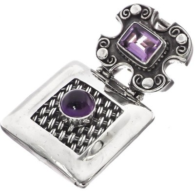 925 Sterlingsilber üppiger 4ct Amethyst 29gr Schiebe Sterling Anhänger, 2''