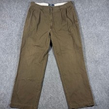 Vintage Polo Ralph Lauren Andrew Pant Mens 38x32 Fit 35x32 Brown Pleated Twill