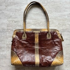 W.A. Thompson CO. Vintage Snakeskin Clutch Handbag Leather Purse 13 X 10 X 5