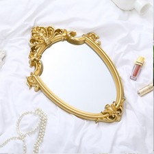 Large Vintage Hanging Mirror Oval Gold Decorative Wall Mirror Living Room