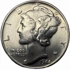 1944-D Mercury Dime 10¢ Silver AU/BU - CV6
