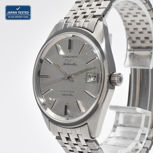 LONGINES Admiral 5 Star Automatic Silver Dial Watch w/ Box Date Quickset Issue