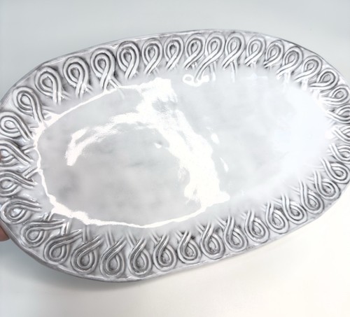 Bandeja ovalada para servir Vietri Incanto Collection Italia gris 12 pulgadas - Imagen 8 de 8