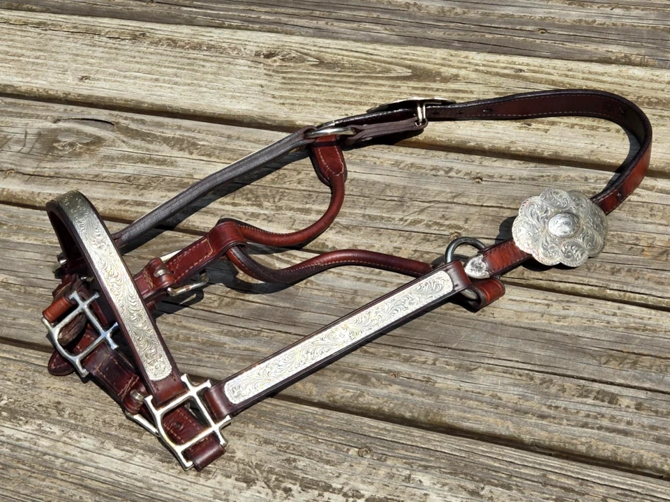 Halter Western Show vintage KATHYS con superposición esterlina talla yegua/caballo - 7/8" de ancho Foto 2 de 4