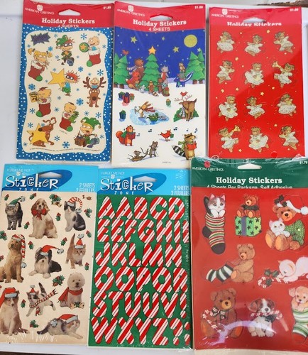 Lot of Vintage Sticker Sheets American Greetings Angel Bear Cats Dogs Letters
