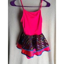 Revolution Kids Hot Pink Sequin Tiger Stripe Dance Leotard Tutu Costume