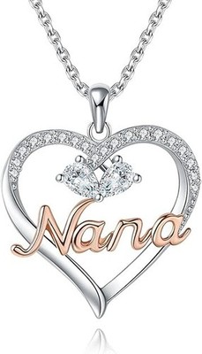 925 Sterling Silber Nana Herz Anhänger Halskette Schmuck Geschenk für Frauen Mädchen