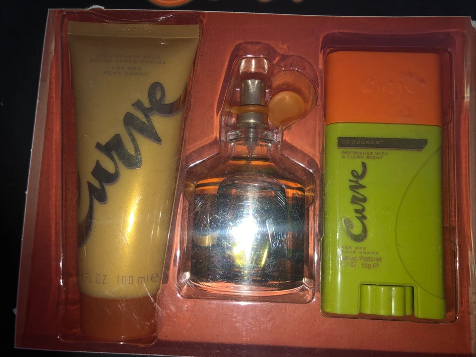 Curva nueva 3 piezas. GiftSet Colonia Spray 4.2oz Bálsamo para Después del Afeitado 3.4oz Desodorante 1.7oz Foto 2 de 2