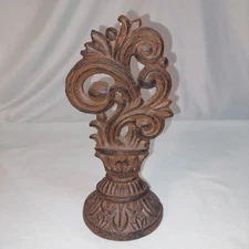 Cast Iron Rustic Floral Design Door Stop 7.75" H X 3.75" W