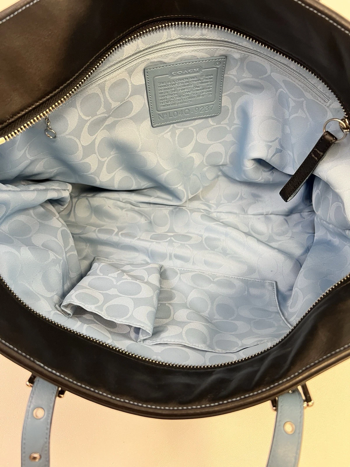 BORSA TOTE BAG COACH PELLE NERA FINITURA VERNICE LG GALLERY SHOPPER 9237 RARA!