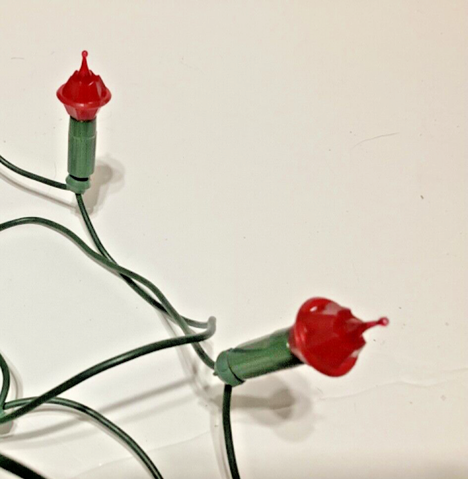 2 Vintage Christmas String Lights Faceted Plastic Gemstone flower multi