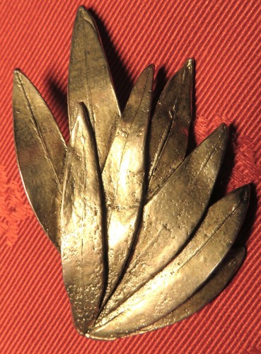 Broche Moderniste Fougère Patrick Forquy - Étain Argenté - Occasion Excellent État