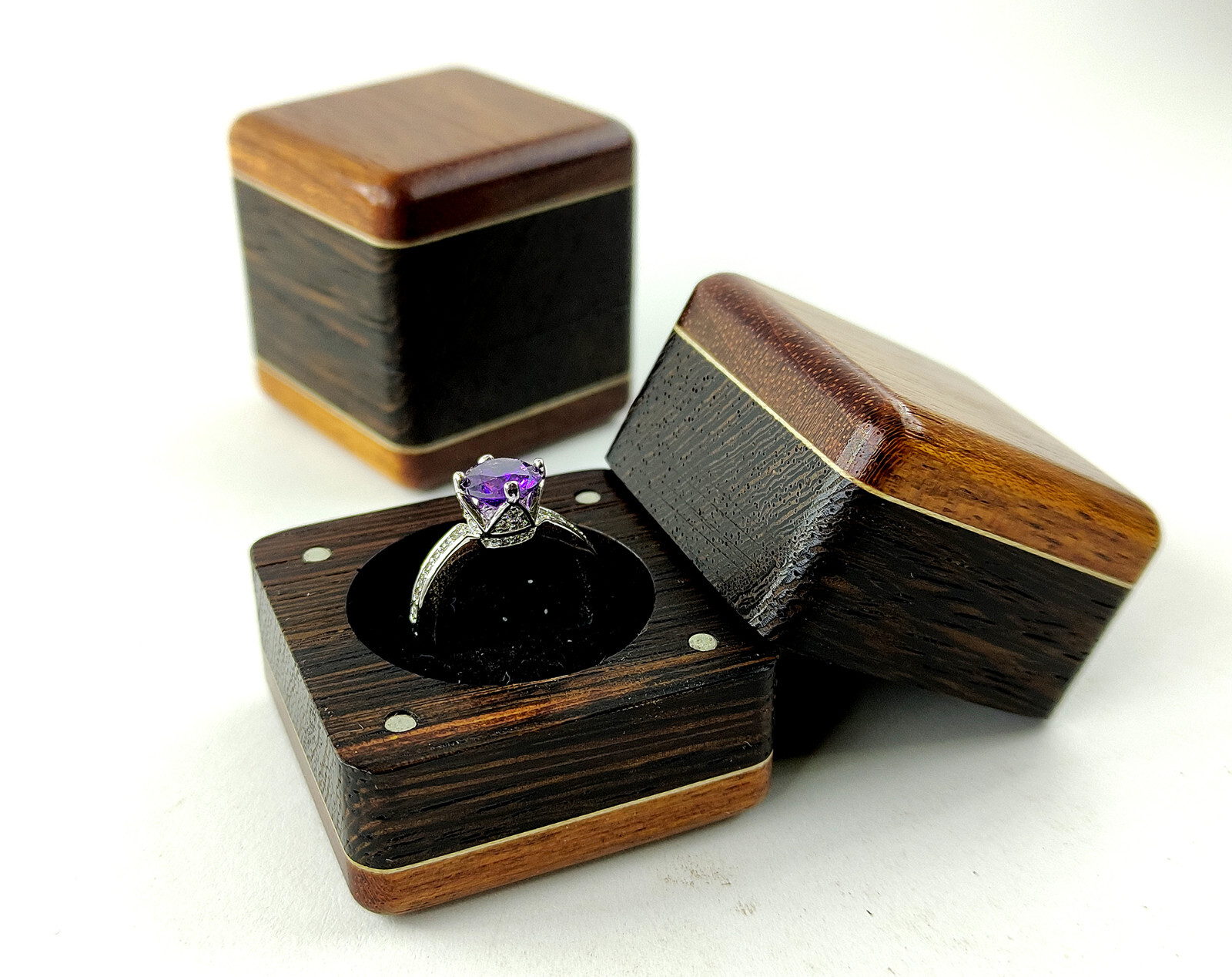 Elegant Wood Engagement and Wedding Ring Box Proposal Case-image